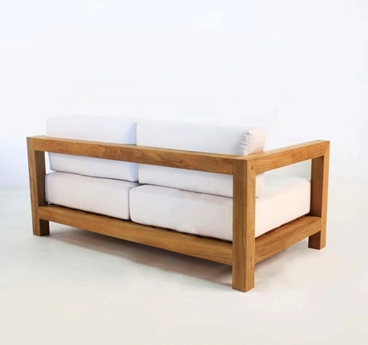 Garden 2-seater sofa rustic Boston white-cream/brown 140 x 40 x H70 cm - solid oak wood - solid real wood furniture