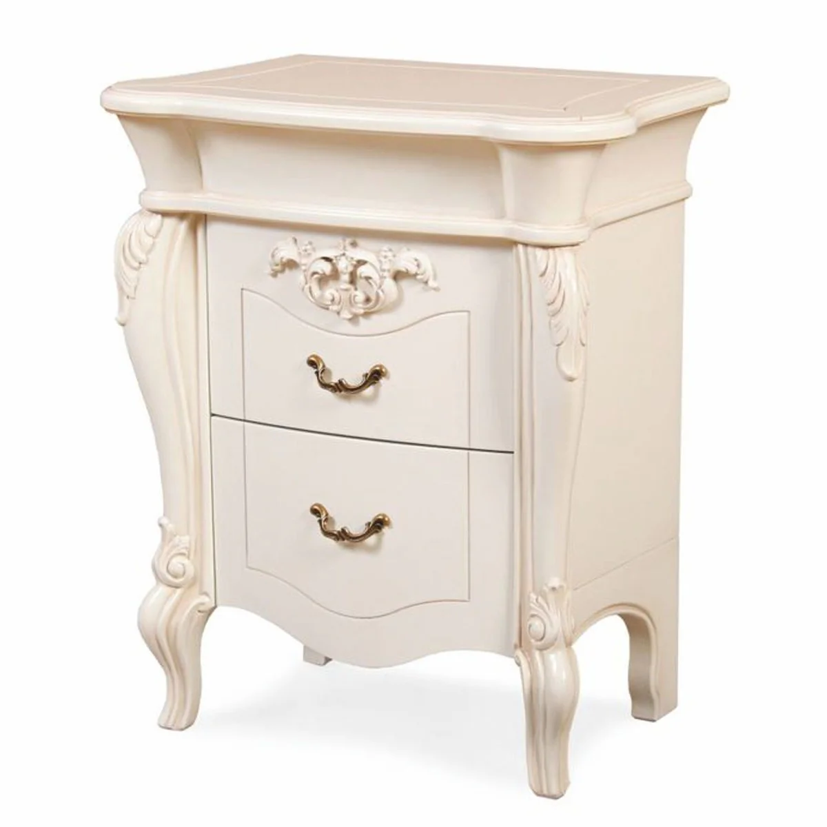 Luxury baroque night dresser with 2 drawers cream / bronze H. 70 cm