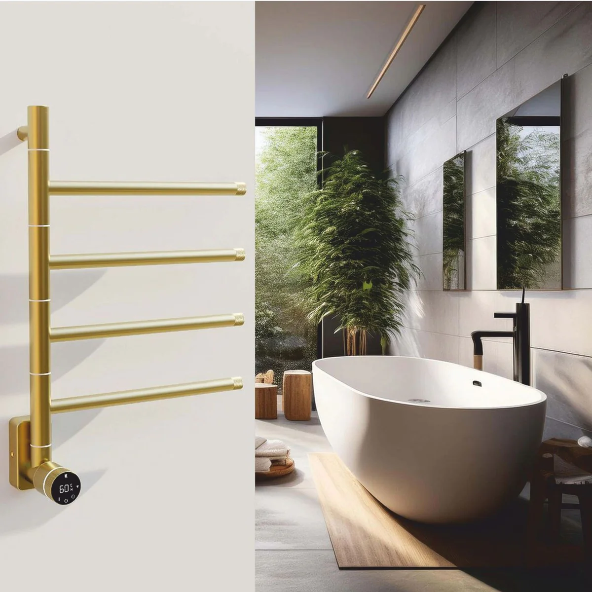 Electric luxury towel warmer gold 41 x H. 58 cm - bathroom accessories