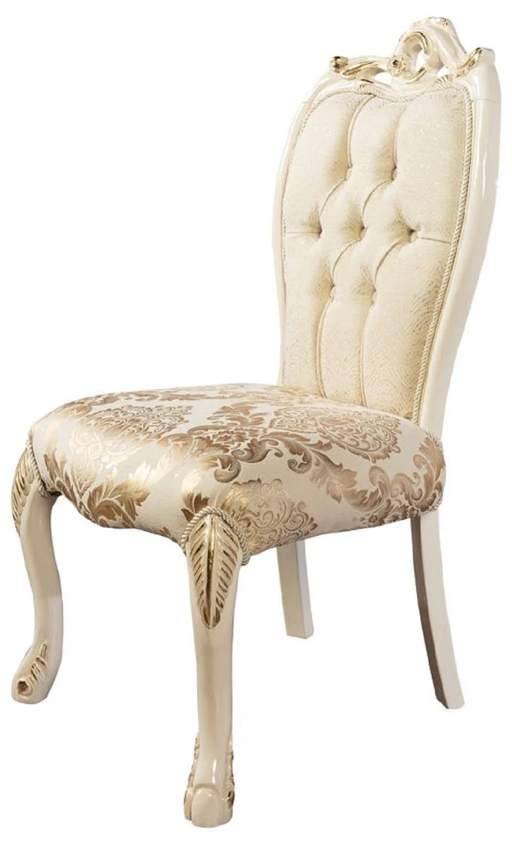 Luxury Baroque Dining Room Chair Set of 8 White / Gold - Magnificent Baroque Style Kitchen Chairs - Baroque Style Furniture - Luxury Dining Room Furniture in Baroque Style - Baroque Dining Room Furniture