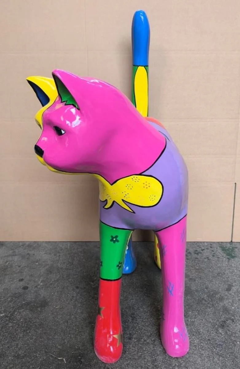 Decorative cat figure, colorful H. 110 cm - garden decorative animal figure