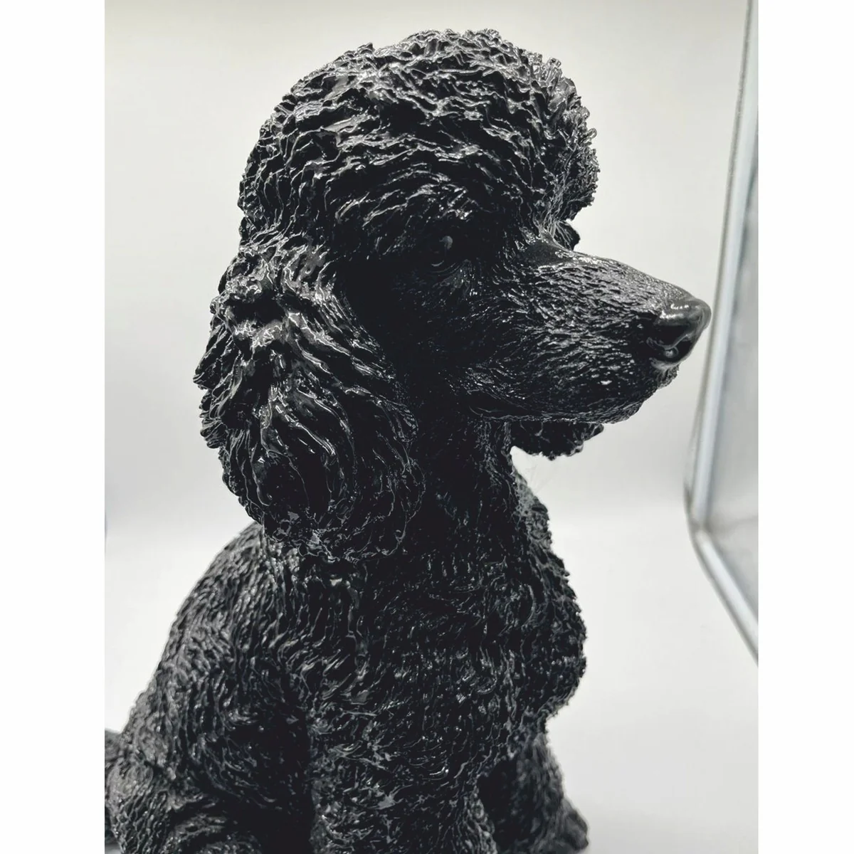 Decorative figure dog poodle black H. 47 cm - decorative sculpture