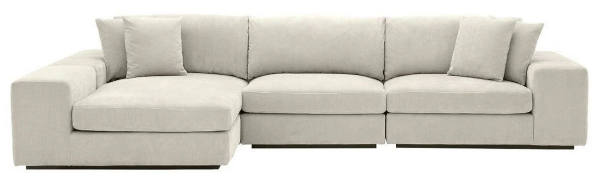 Luxury corner sofa sand / black 380 x 200 x H. 90 cm - living room sofa with cushions - luxury quality