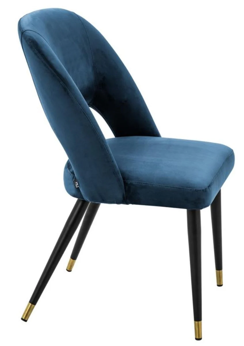 Luxury dining room chair blue / black 52 x 58 x H. 85 cm - Luxury dining room furniture