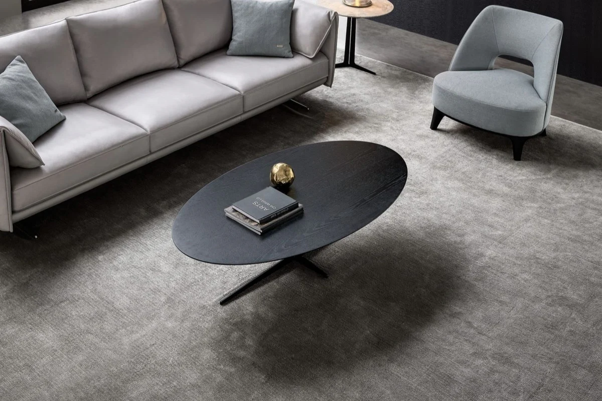 Luxury coffee table anthracite gray 150 x 80 x H. 38 cm - Oval living room table - Living room furniture - Luxury quality