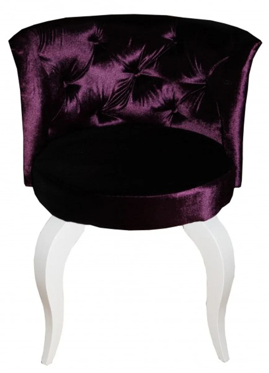 Baroque Salon Chair Purple / White - Designer Armchair - Luxury Quality
