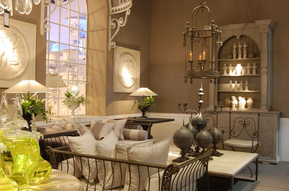 Luxury country house style cupboard light gray - handmade solid wood shelf cupboard - living room cupboard - dining room cupboard - country house style furniture