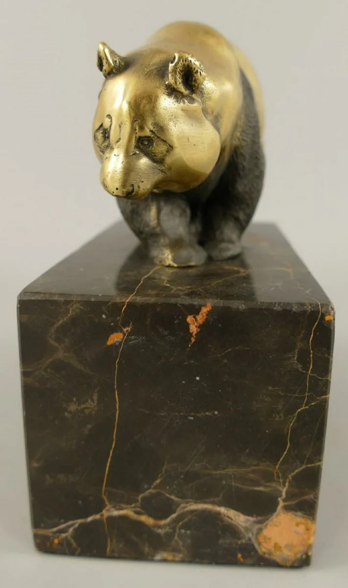 Bronze sculpture panda bear gold / black 13 x 7 x H. 15 cm - bronze figure - decorative figure - desk decoration accessories