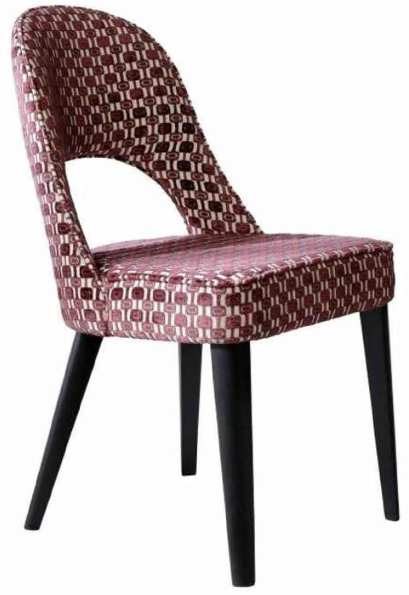 Luxury Art Deco dining room chair set of 4 red / white / black 49 x 61 x H. 89 cm - Elegant kitchen chairs with pattern - Dining room furniture - Luxury furniture - Art Deco furniture - Luxury furnishings