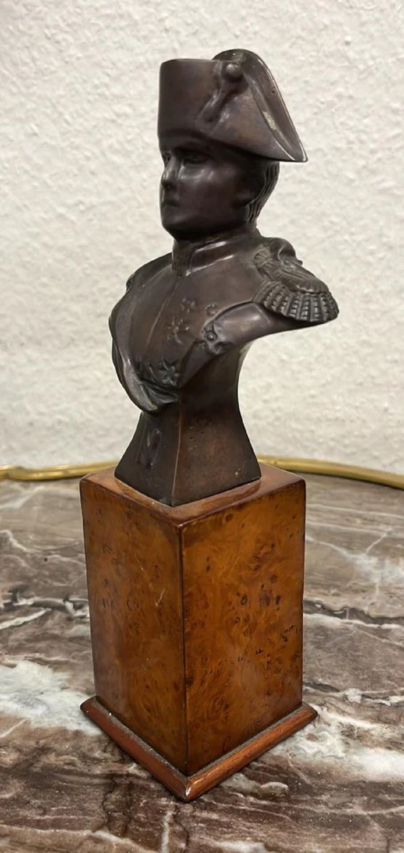 Luxury decorative bronze Napoleon bust on wooden base antique bronze / brown 10 x 7 x H. 24 cm - bronze figure - decorative figure - decorative accessories