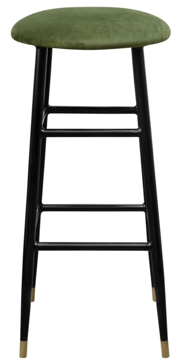 Luxury bar stool moss green / black Ø 37 x H. 76 cm - bar chair with velvet fabric