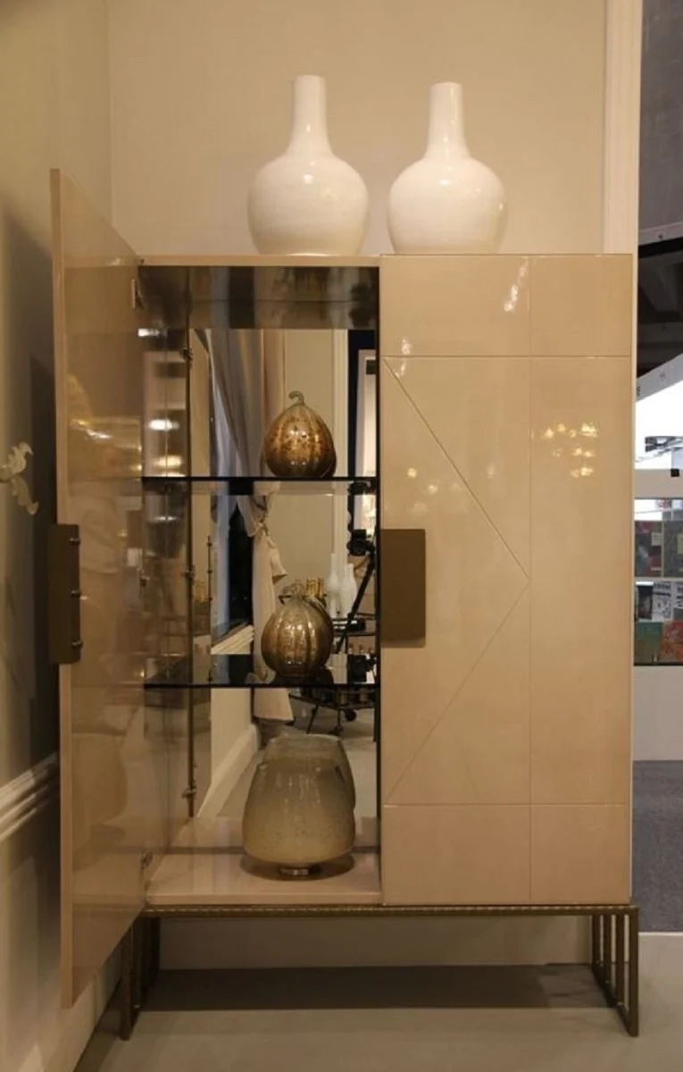 Designer living room cabinet cream / brass 120 x 45 x H. 175 cm - living room furniture - luxury quality