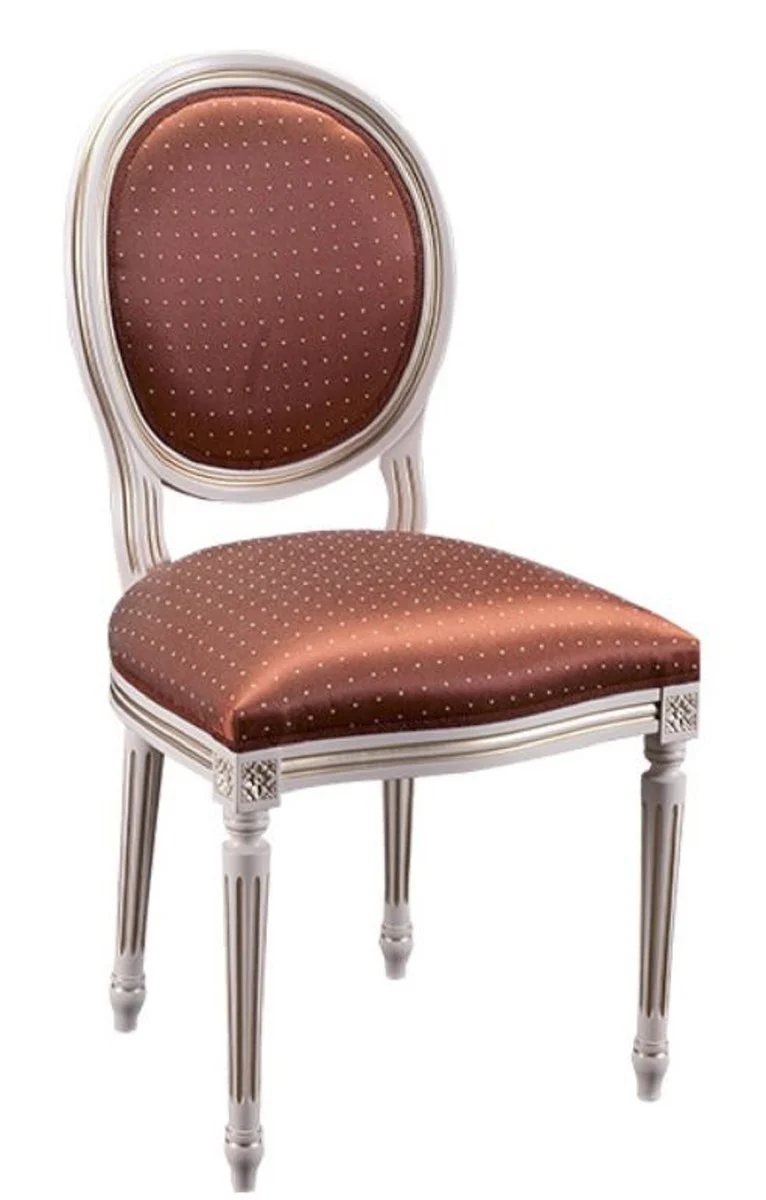 Luxury baroque dining room set cream / gold / orange 49 x 43.5 x H. 98 cm - 4 dining room chairs - dining room furniture