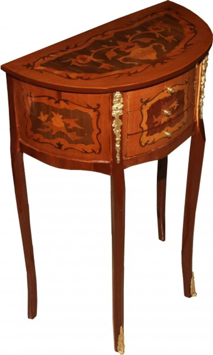 Baroque chest of drawers with 3 drawers brown inlay H 70 cm, W 45 cm - antique style - bedside table console