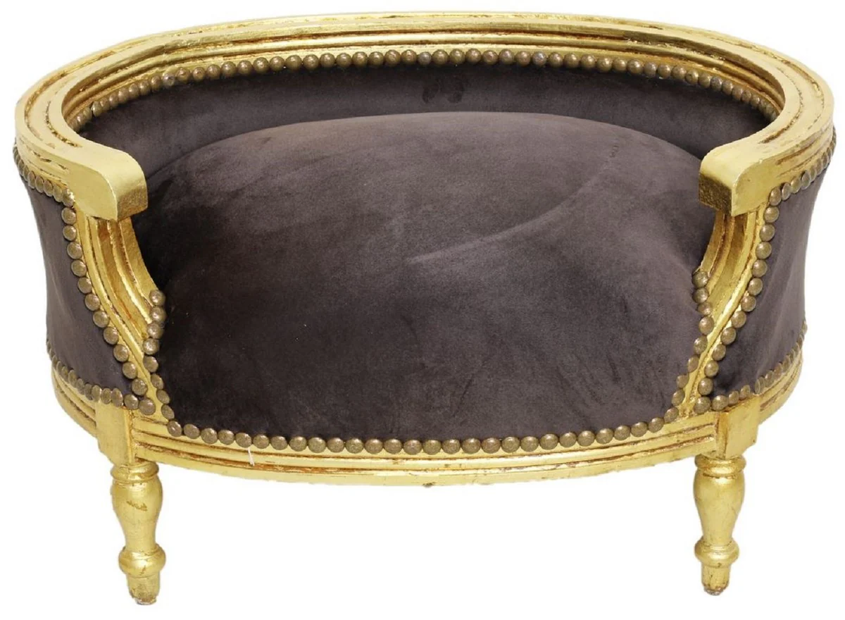 Baroque Dog Bed & Cat Bed Brown / Antique Gold - Handmade Dog & Cat Sofa in Baroque Style - Baroque Dog & Cat Furniture - Baroque Animal Furniture