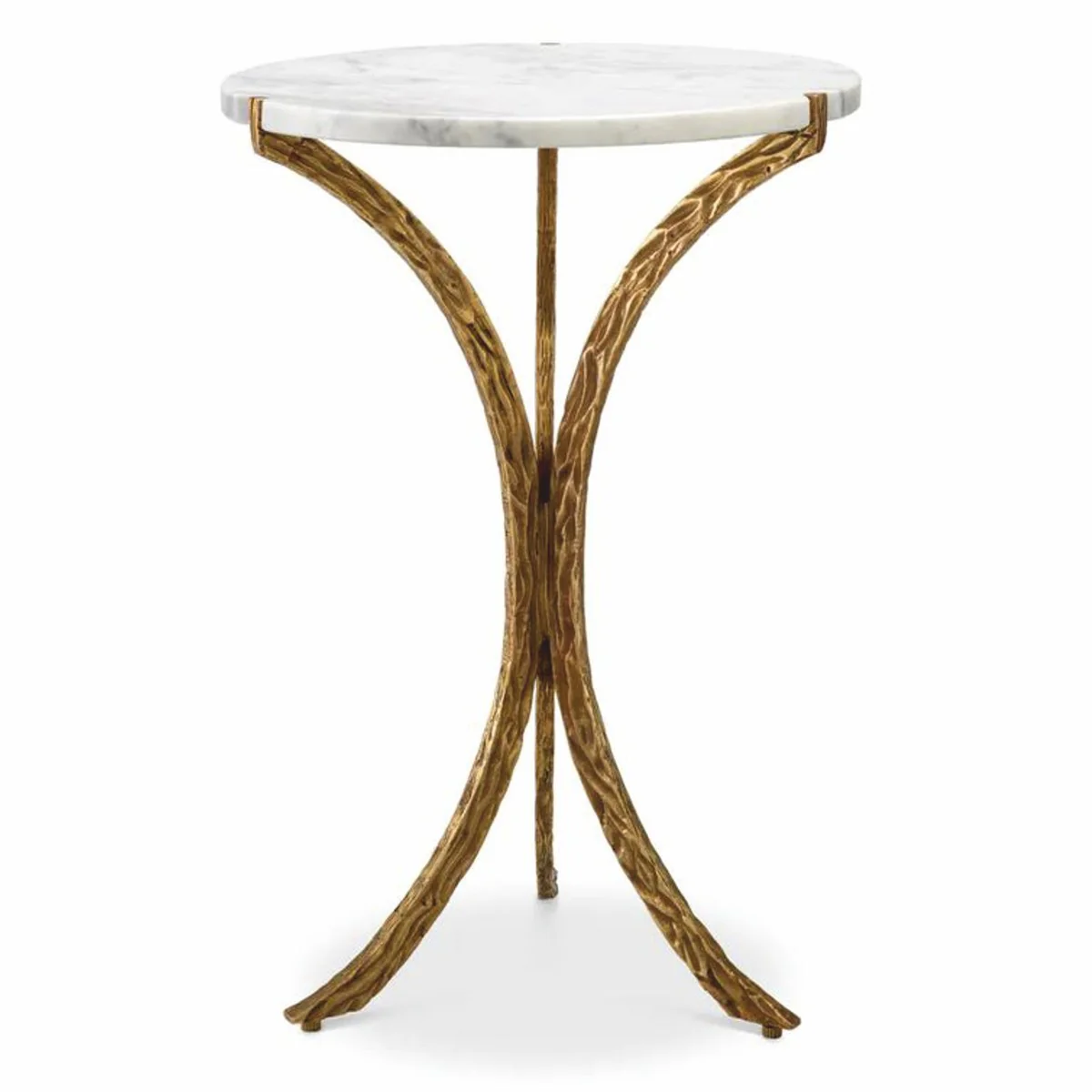Luxury 3-legged side table with marble top vintage brass / white Ø 40 x H. 59 cm