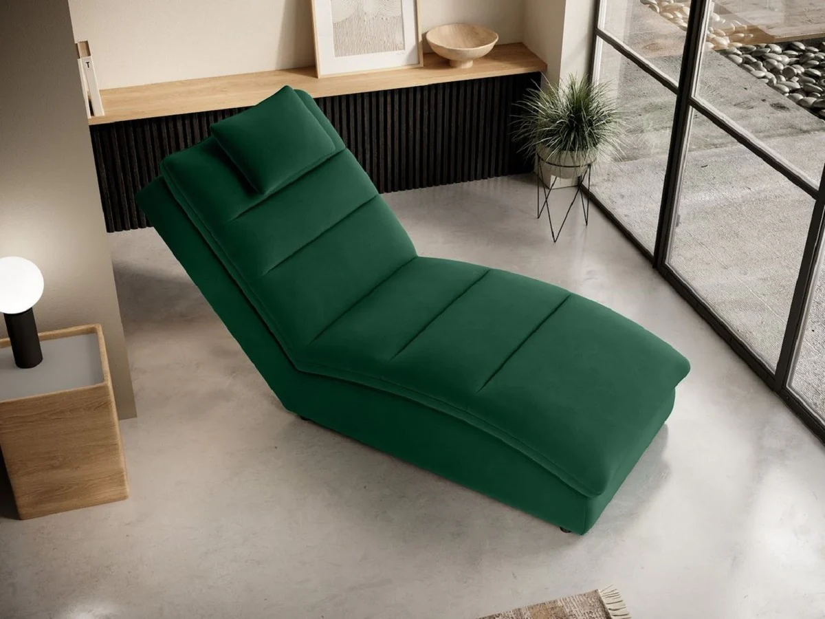 Luxury chaise longue with pillows green 85 x 170 x H. 92 cm - living room lounger - lounger - lounger - living room furniture - luxury furniture