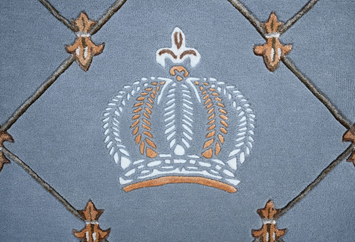 Pompöös by Luxury Baroque Carpet Crown by Harald Glööckler Blue - Various Sizes