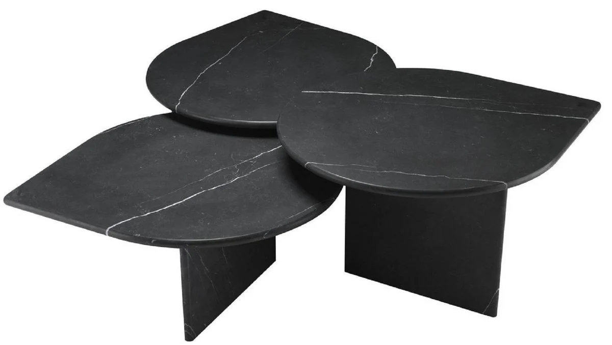 Luxury coffee table set black - 3 living room tables made of high-quality marble - luxury living room furniture