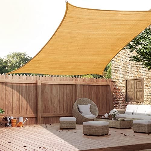 Quictent Sun Shade Sail for Patio, 185GSM Heavy Duty Rectangular Outdoor Sunshades UV Block Outside Canopy Cover for Backyard White and Grey Multi 20x26ft