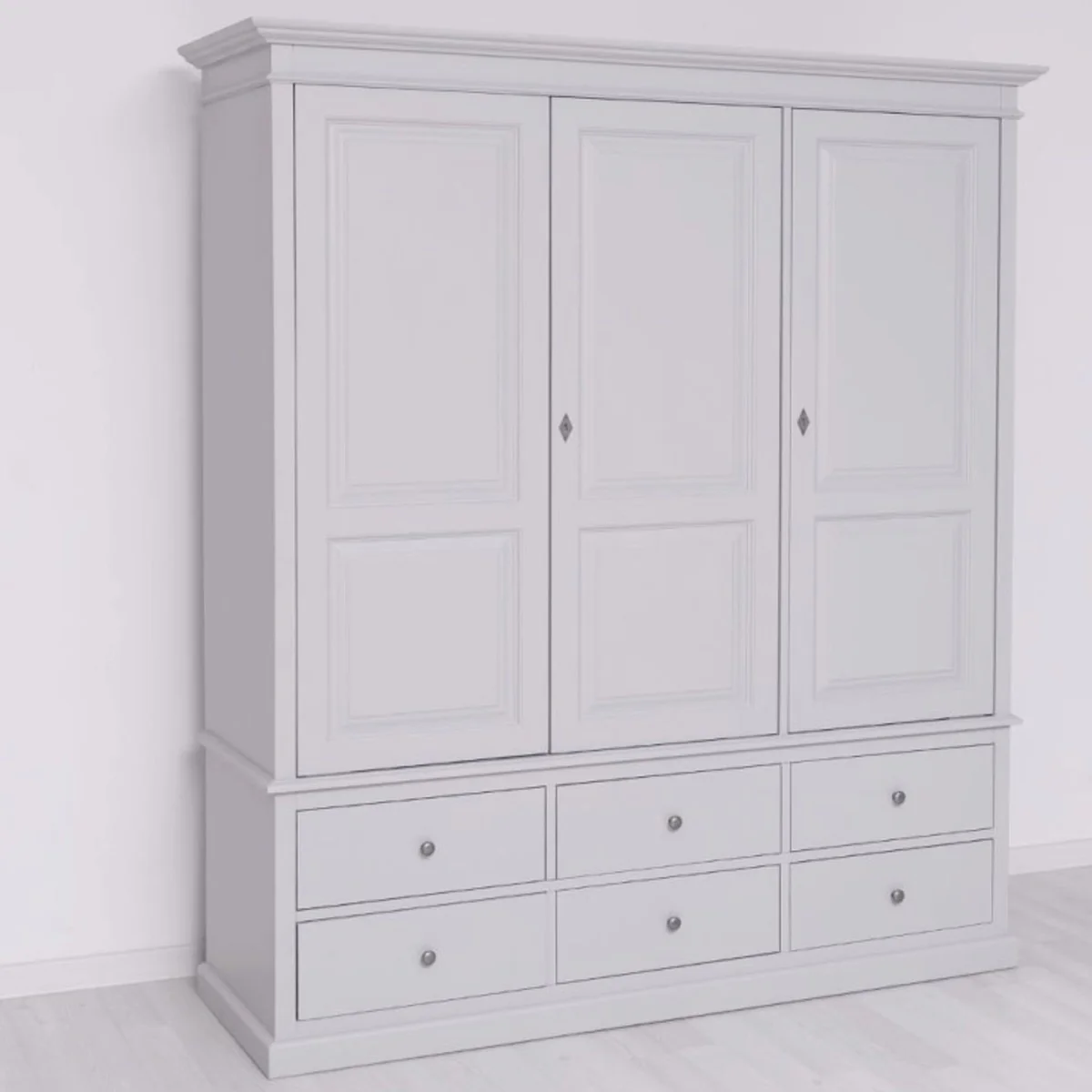 Country house style bedroom cupboard light gray 174 cm - bedroom furniture