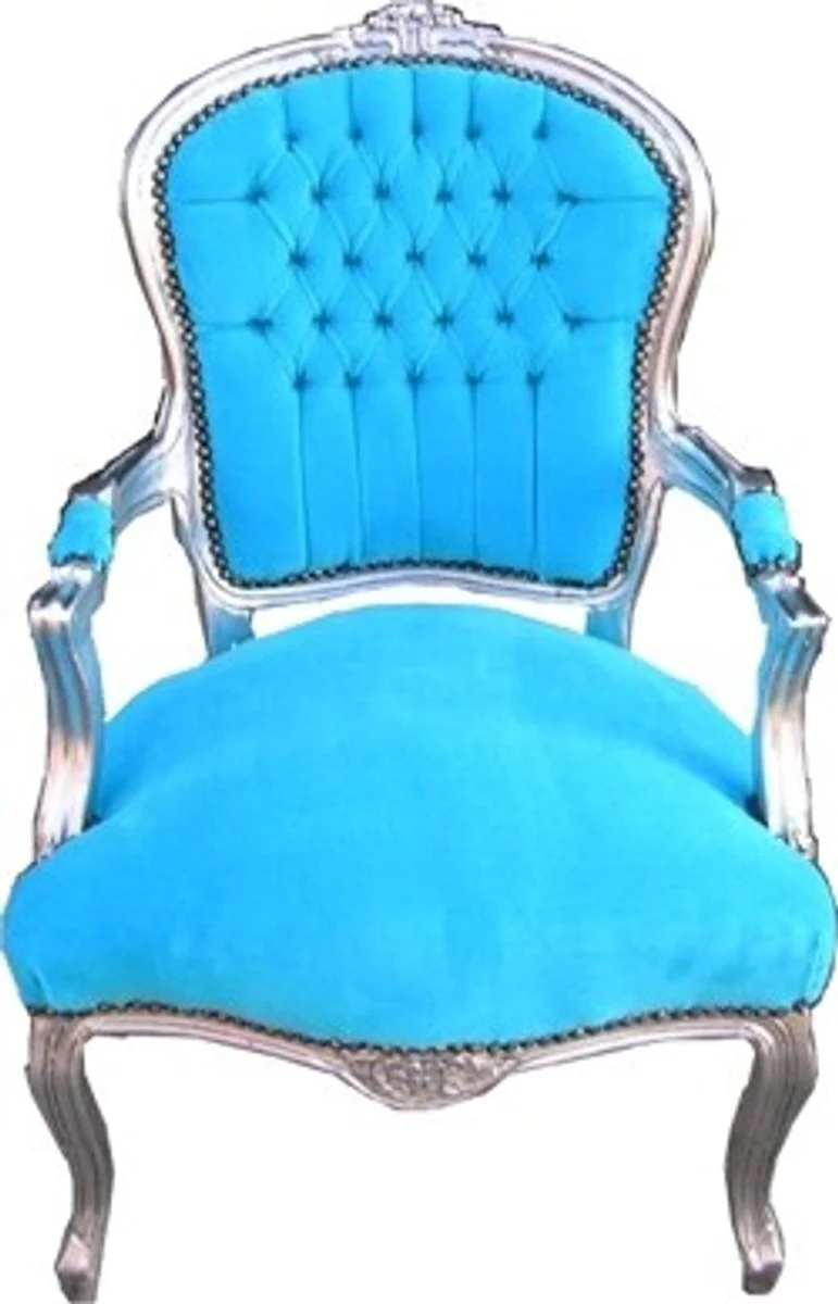 Baroque salon chair turquoise / silver