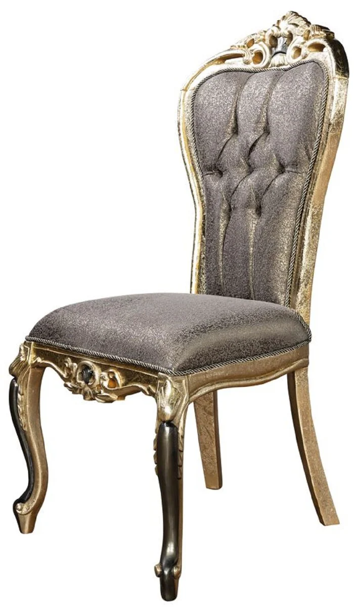 Luxury Baroque Dining Room Chair Set of 6 Purple / Antique Gold / Black - Handcrafted Baroque Style Kitchen Chairs - Luxury Baroque Style Dining Room Furniture - Baroque Dining Room Furniture