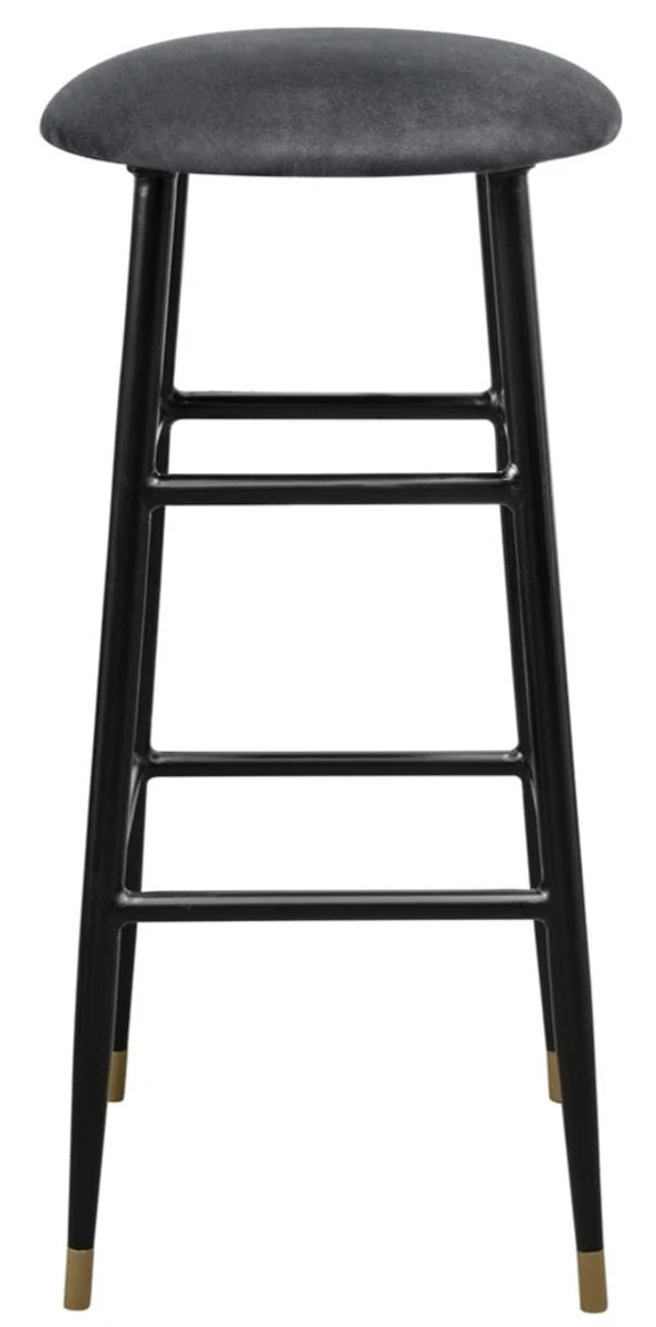 Luxury bar stool anthracite / black Ø 37 x H. 76 cm - bar chair with velvet fabric