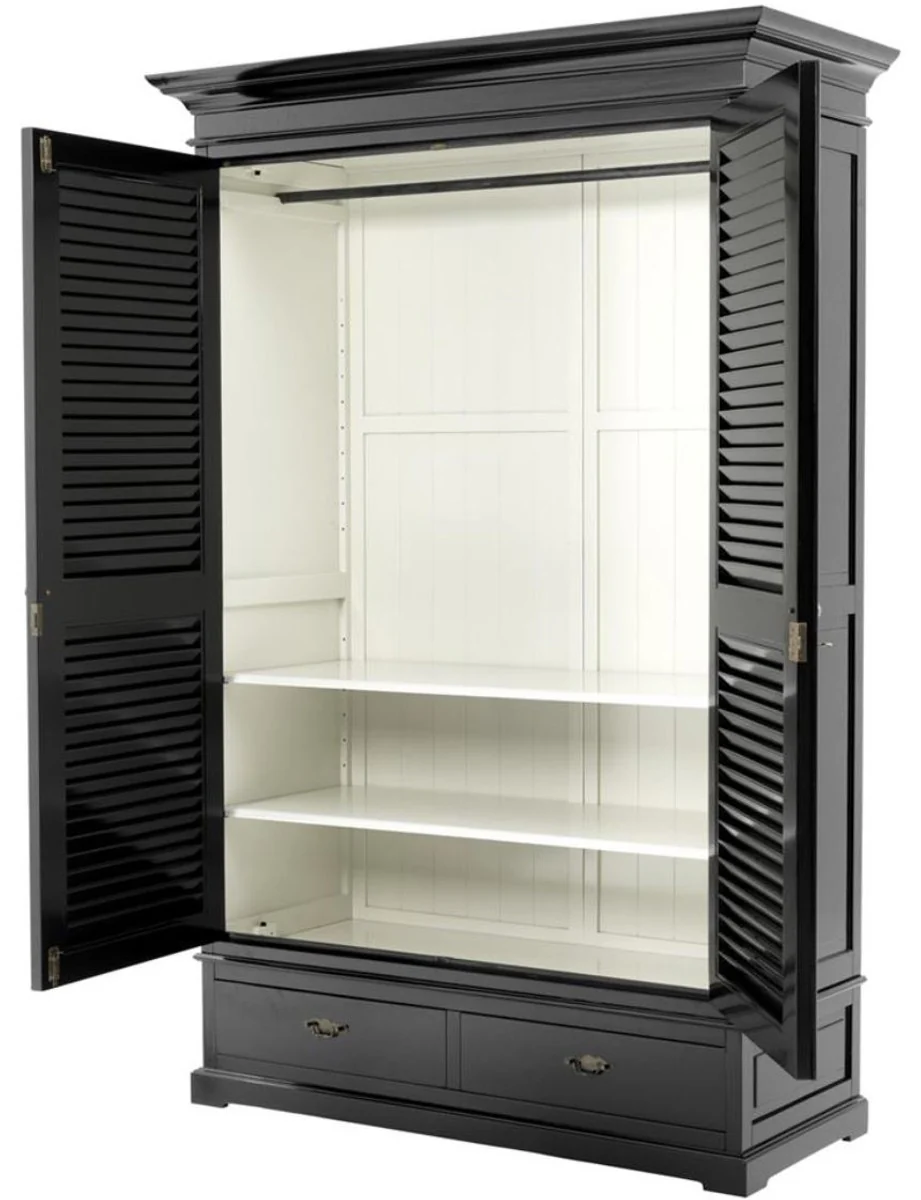 Luxury bedroom cupboard / wardrobe with 2 doors and 2 drawers black 135 x 58 x H. 227 cm - Luxury bedroom furniture