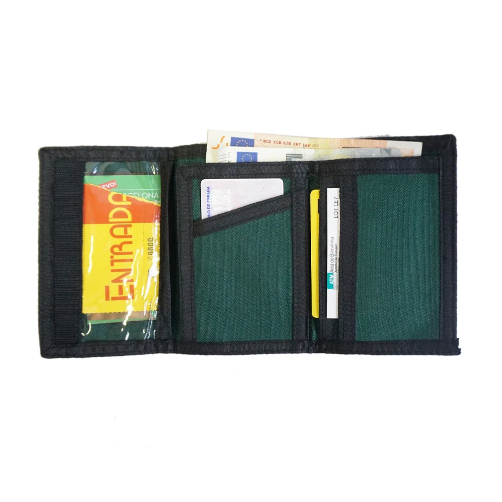 ANETO fabric wallet with velcro closure – green