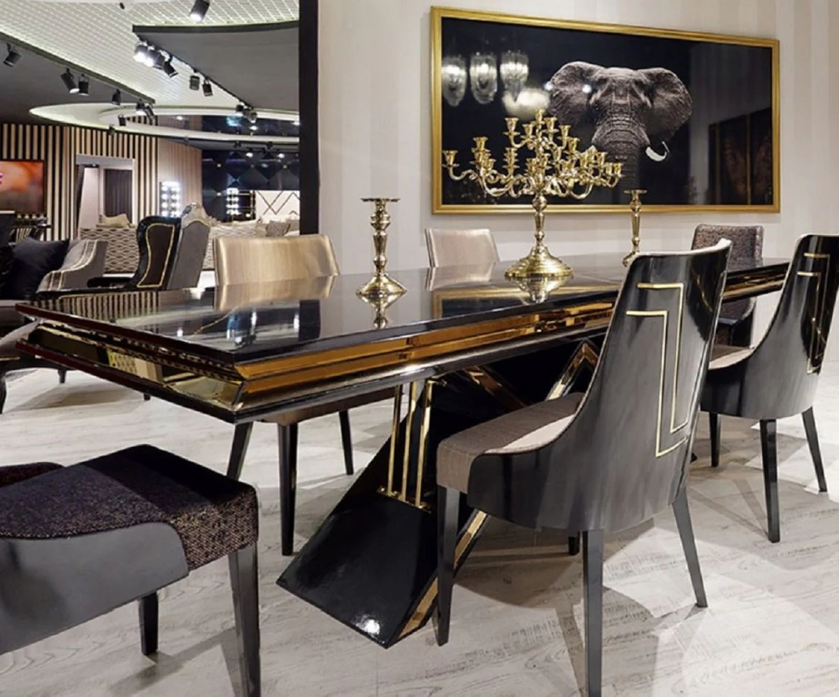 Luxury Art Deco Dining Room Chair Set Black / Gold - Kitchen Chairs Set of 6 - Art Deco Dining Room Furniture - Luxury Quality