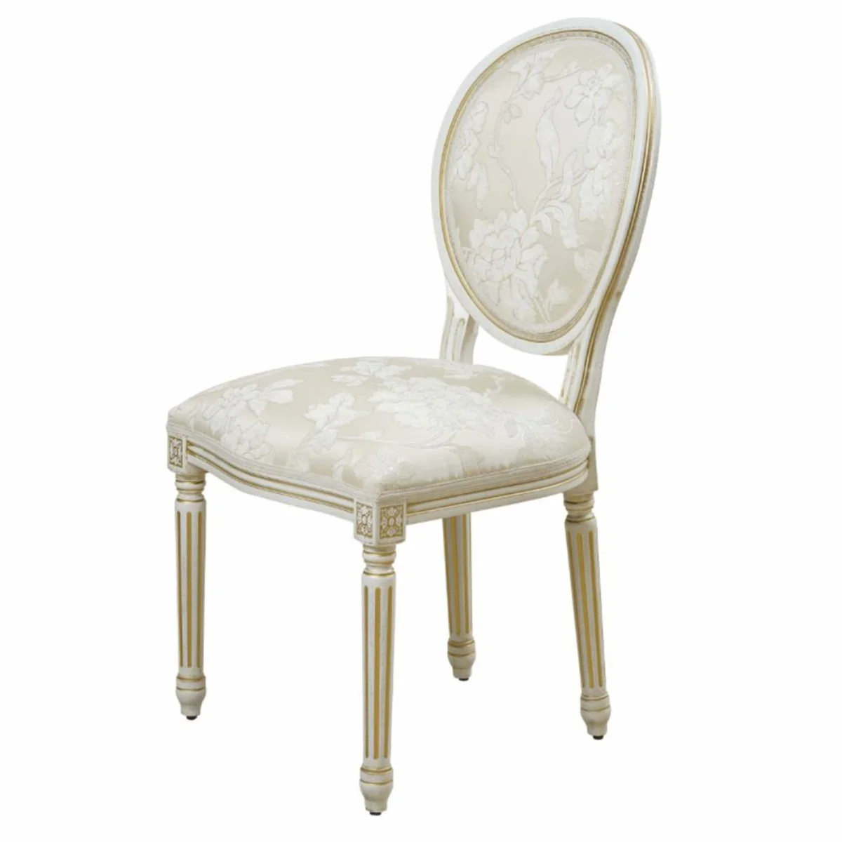 Luxury Baroque Dining Room Chair White / Gold H. 98 cm - Baroque Furniture
