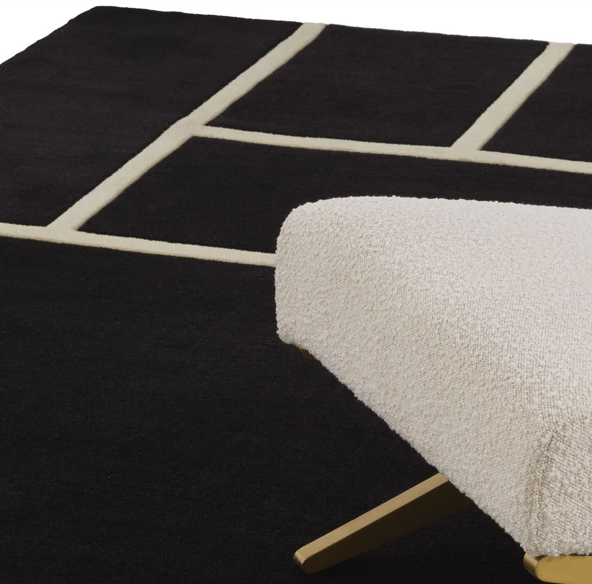 Luxury rug black / cream 300 x 400 cm - hand-tufted living room rug made from 100% New Zealand wool - luxury quality