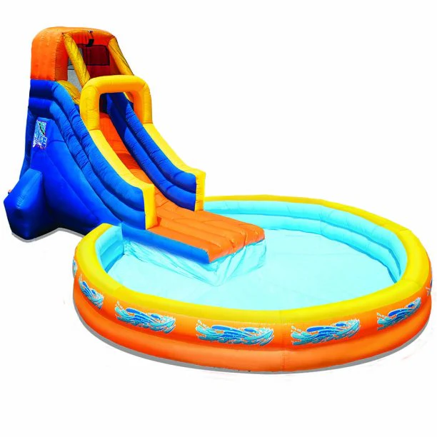 BANZAI The Plunge Inflatable Water Park Play Center - Climbing Wall, Water Slide and Oversized Splash Pool - Summer Outdoor Fun for Kids and Families
