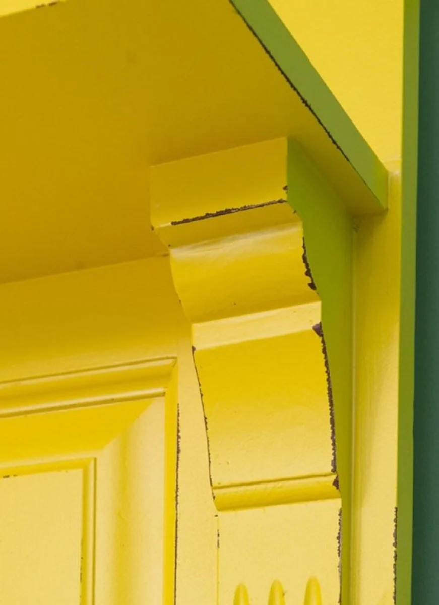 Country house style wardrobe antique yellow 180 x 41 x H. 210 cm - solid wood wardrobe with mirror - country house style wardrobe furniture