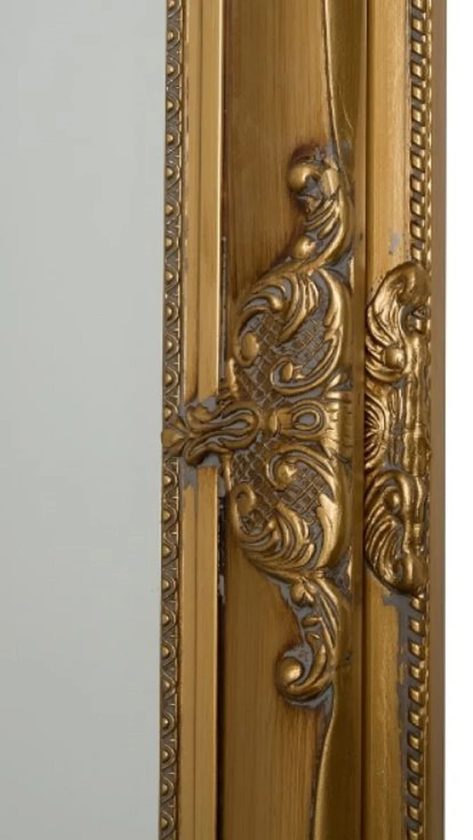 Baroque wall mirror gold 72 x H. 132 cm - Handcrafted baroque mirror with wooden frame and beautiful decorations