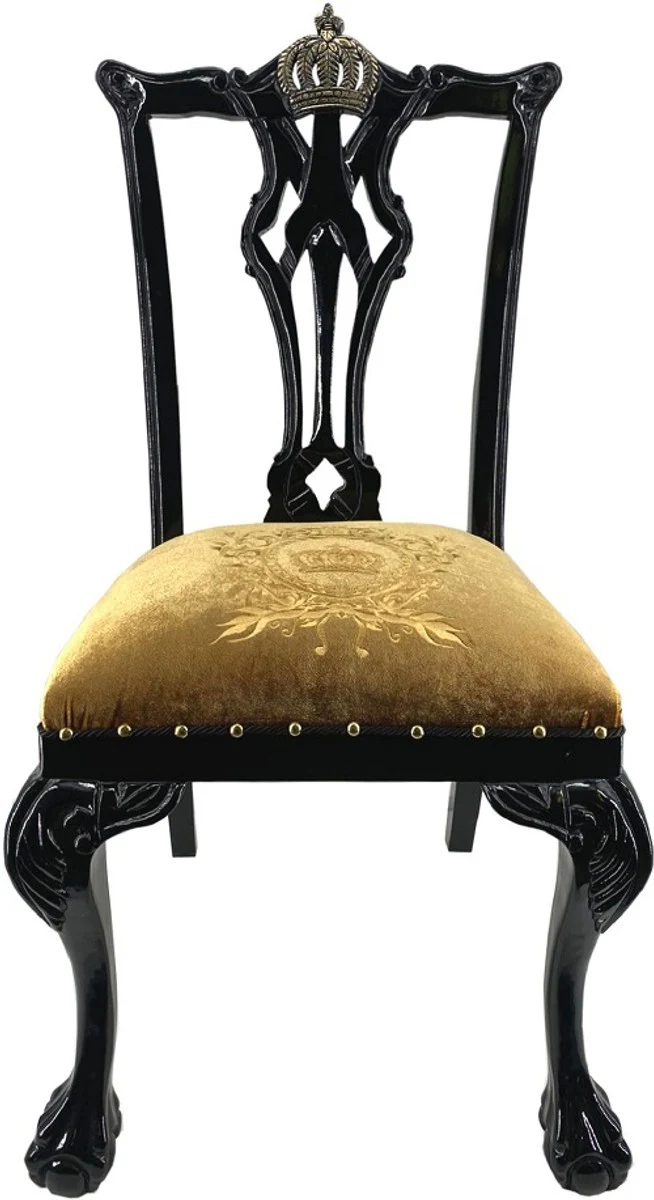 Pompöös by Luxury Baroque Dining Room Chairs Gold / Black - Pompöös Baroque Chairs designed by Harald Glööckler - 4 Dining Room Chairs - Baroque Dining Room Furniture