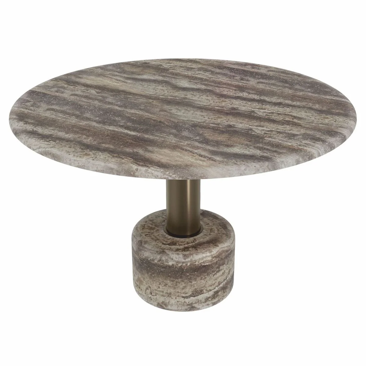 Luxury travertine dining table gray / bronze Ø 120 cm - dining room furniture