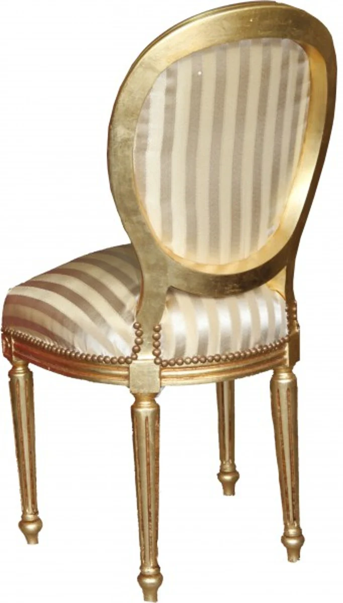 Baroque dining room chair gold stripes / gold / round baroque chair