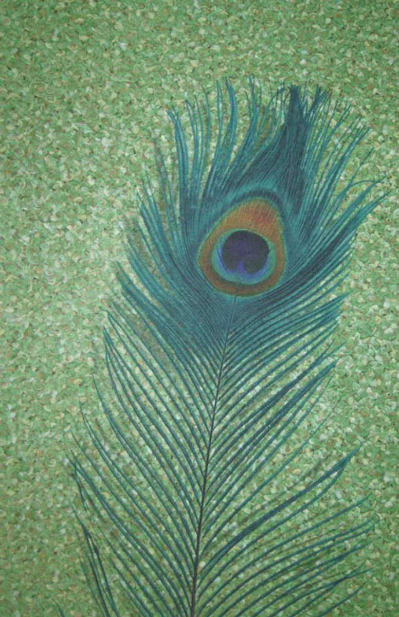 Harald Glööckler designer baroque non-woven wallpaper 52724 - peacock feather - green / blue