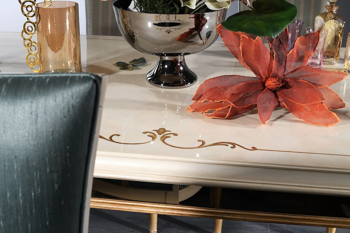 Luxury Baroque dining room set turquoise / white / gold - 1 dining table and 4 dining chairs - Baroque dining room furniture