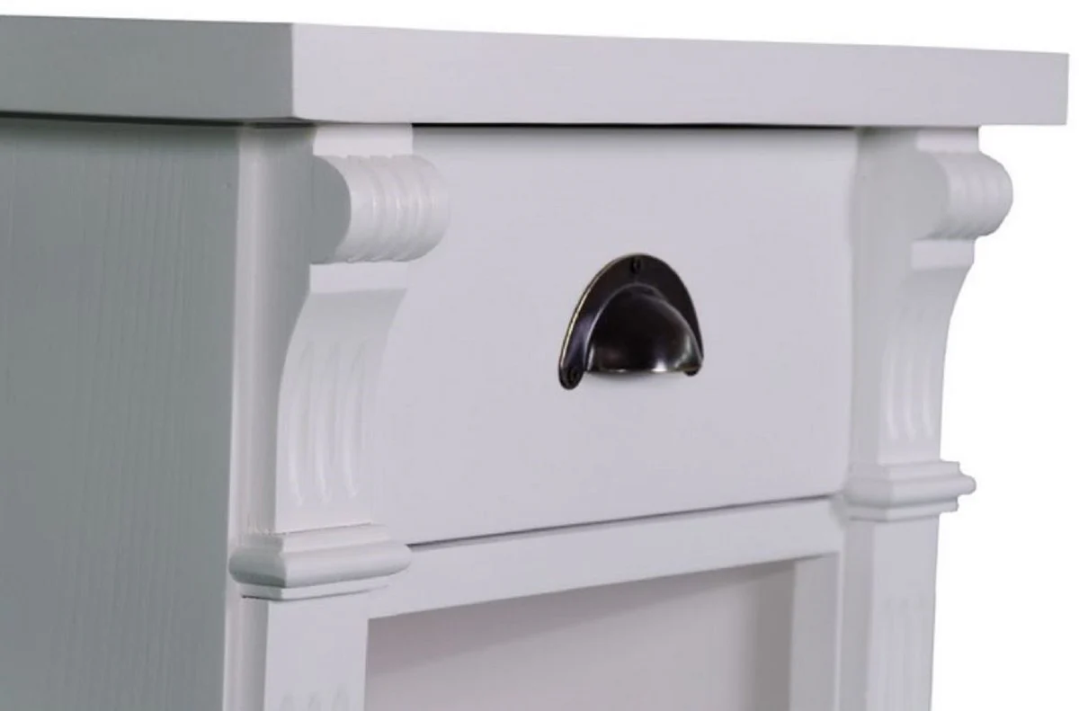 Country house style bedside table with drawer and shelf light gray 49 x 33 x H. 60 cm - solid wood night dresser - bedside cabinet - country house style bedroom furniture