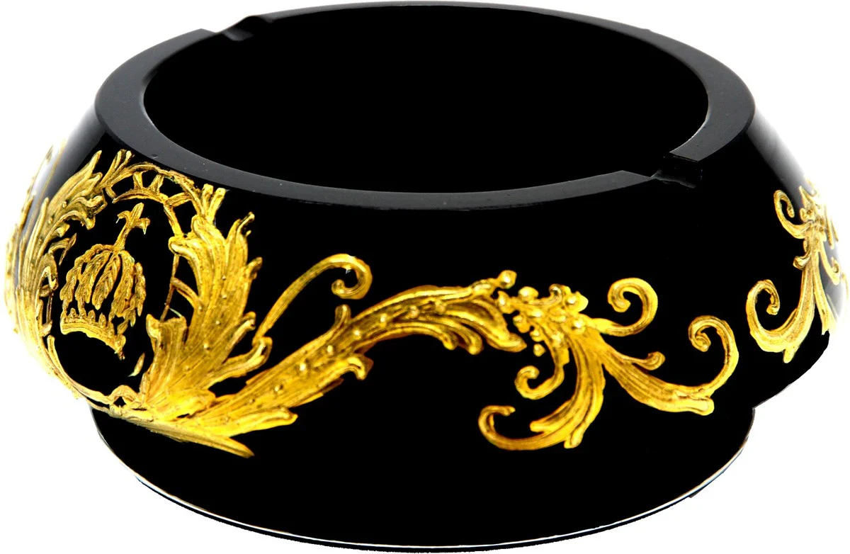 Pompöös by Luxus ashtray with 24 carat gold plating black / gold Ø 15.5 x H. 6.5 cm - Pompöös glass ashtray designed by Harald Glööckler