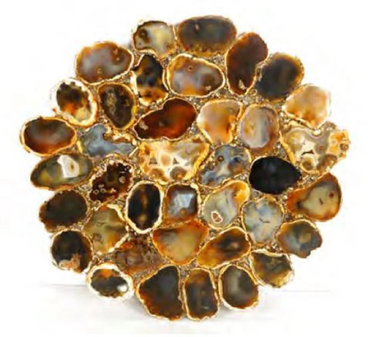 Luxury coffee table multicolored / black / brass Ø 60 x H. 50 cm - living room table with agate gemstone table top - luxury living room furniture