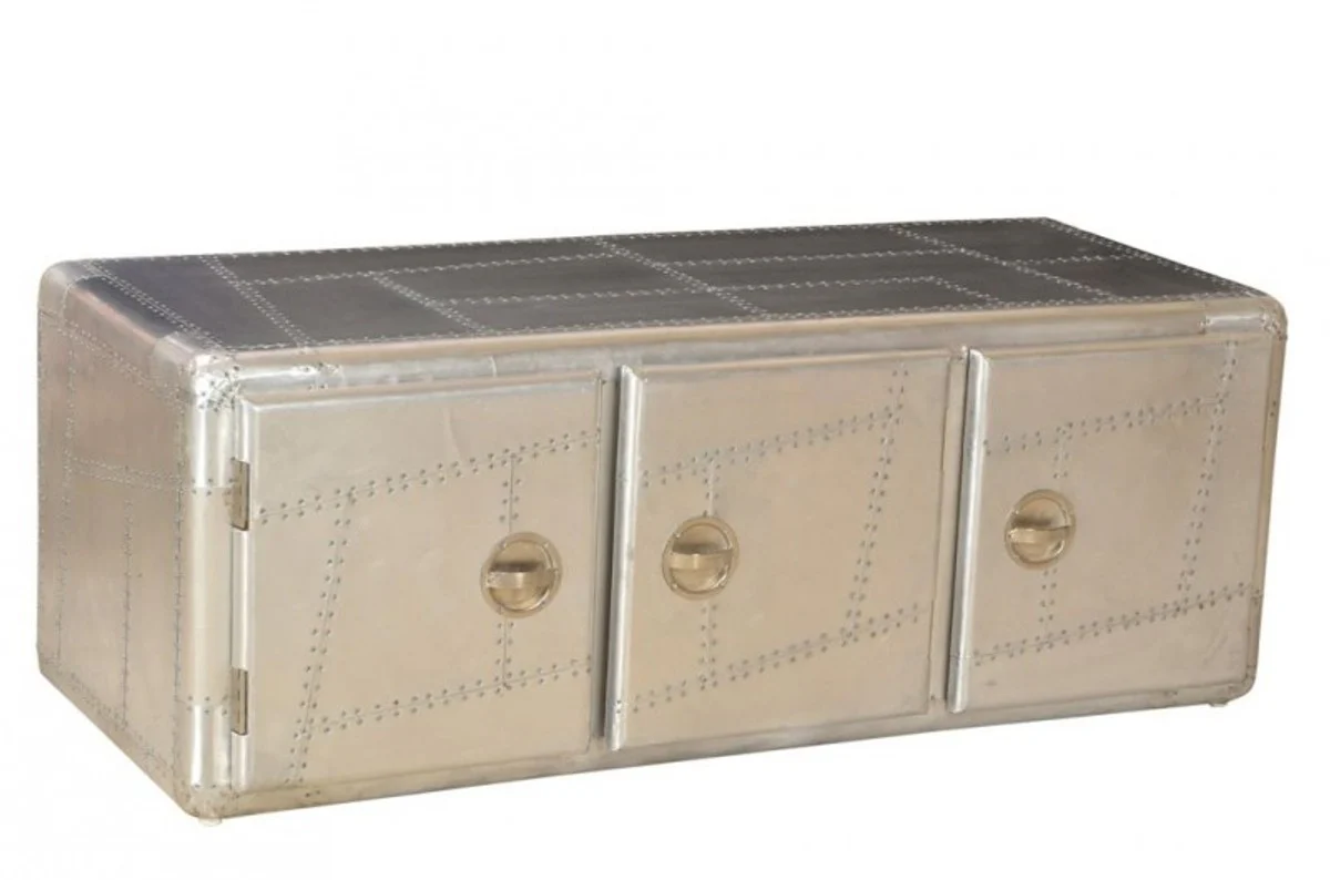 Art Deco designer aviator sideboard aluminum with 3 drawers 145 x 60 x 55 cm - vintage look