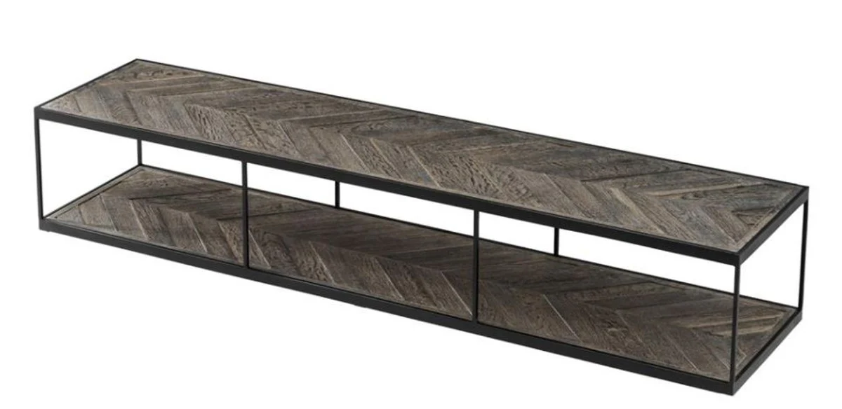 Luxury coffee table made of galvanized steel and weathered oak - designer living room table