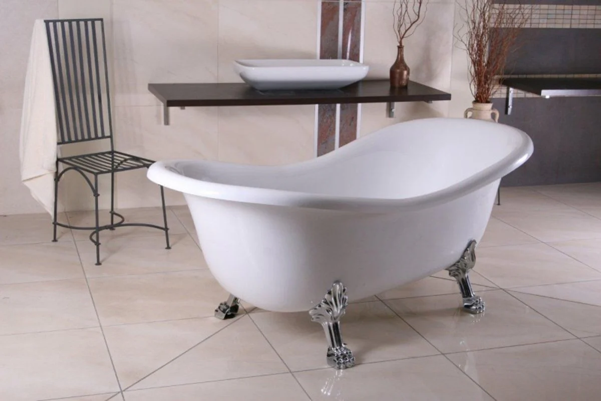 Freestanding luxury bathtub Art Nouveau Paris white/silver 1880mm - Baroque bathroom