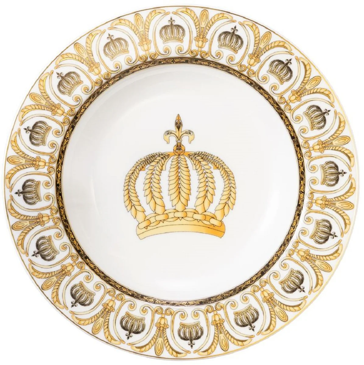 Harald Glööckler Pompöös porcelain soup plate set with crown white / gold Ø 22.3 x H. 3.7 cm - designed by Harald Glööckler