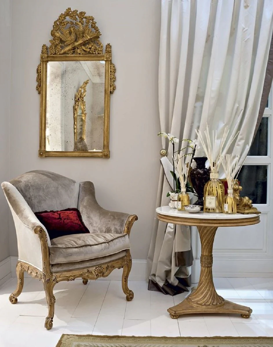 Luxury Baroque Mirror Antique Gold - Magnificent solid wood Baroque style wall mirror with antique mirror glass - Luxury furniture in Baroque style - Handmade Baroque furniture - Made in Italy