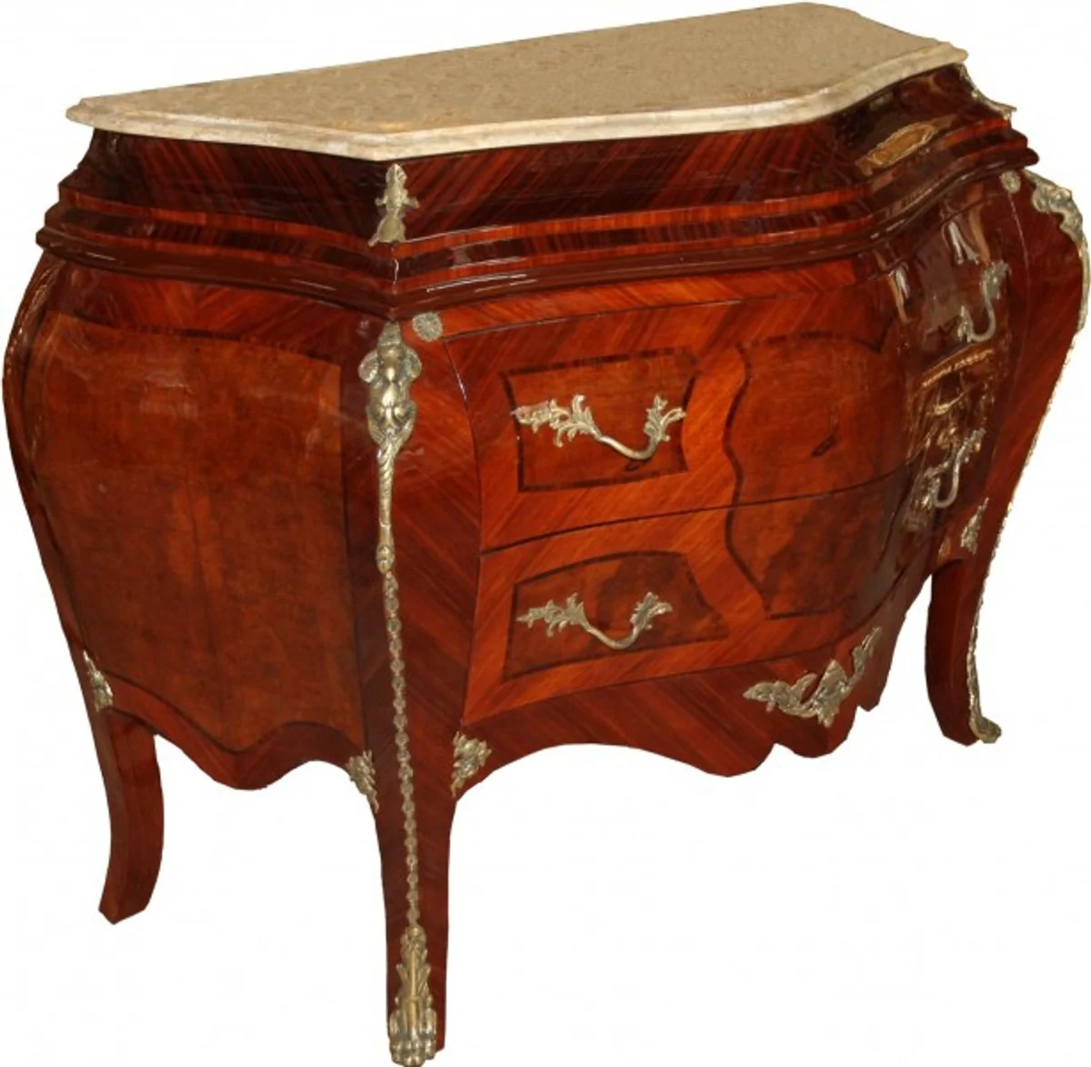 Baroque chest of drawers brown with cream marble top 3 drawers Mod3 - Empire chest of drawers